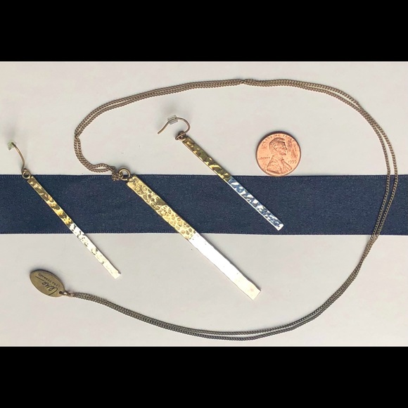 Anthropologie dual tone earrings and necklace - Picture 1 of 1